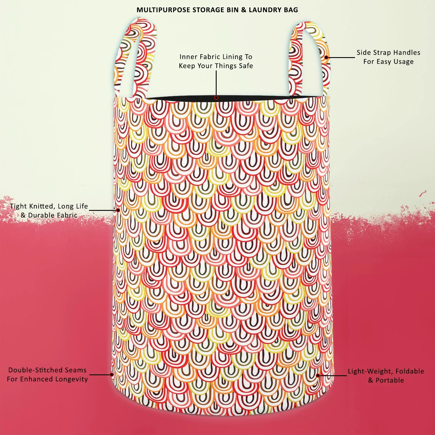 Abstract Doodles D1 Foldable Open Storage Bin | Organizer Box, Toy Basket, Shelf Box, Laundry Bag | Canvas Fabric