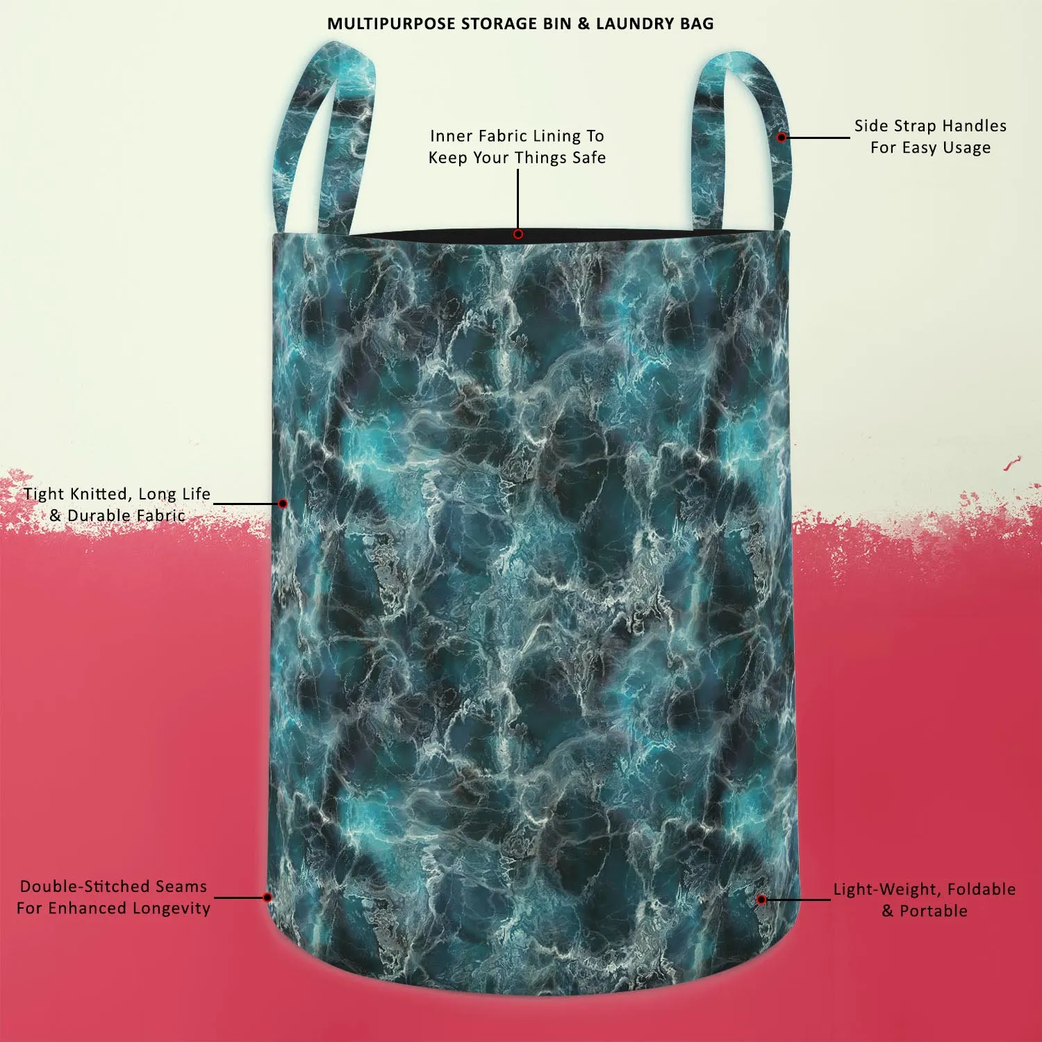 Abstract Surface D2 Foldable Open Storage Bin | Organizer Box, Toy Basket, Shelf Box, Laundry Bag | Canvas Fabric