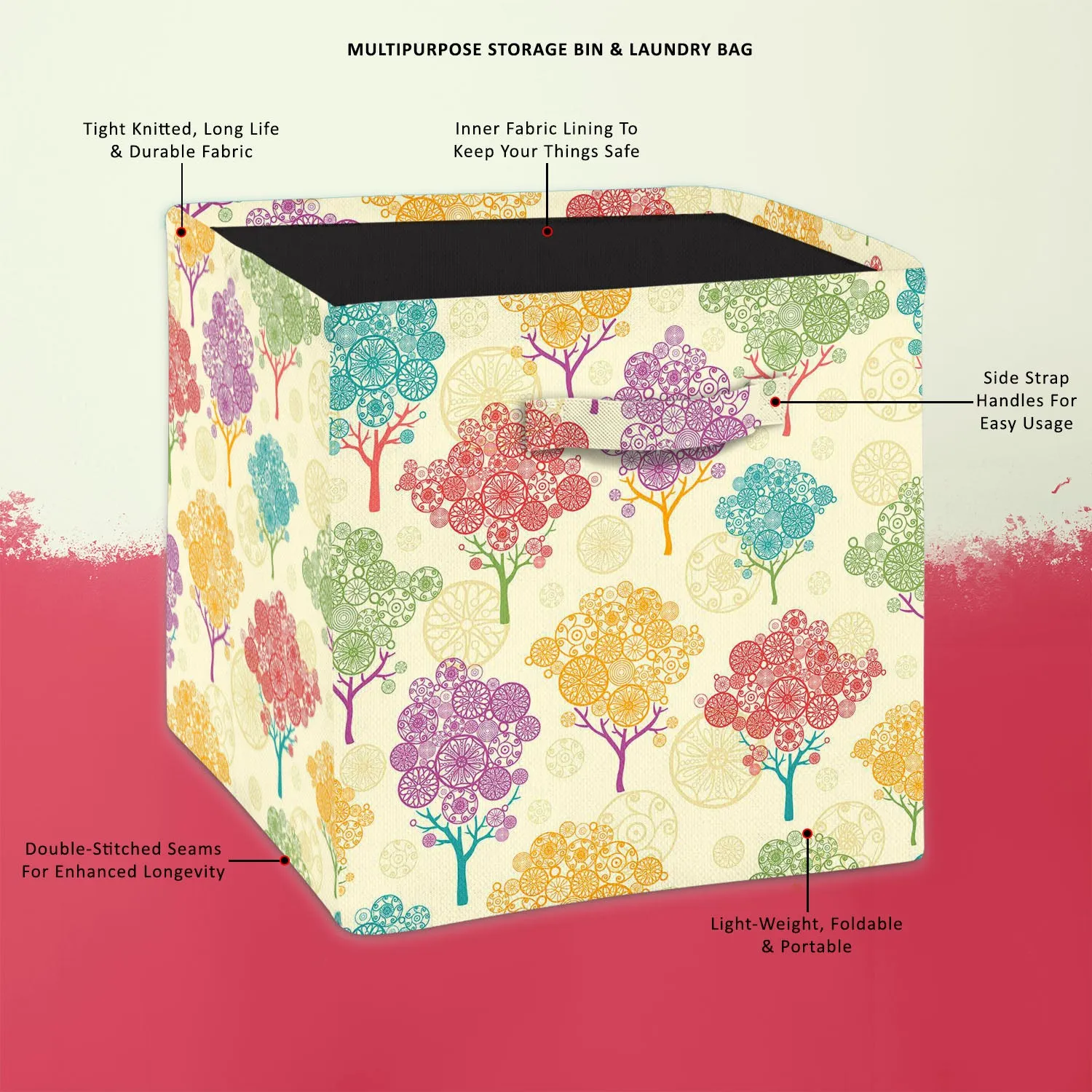 Abstract Trees Foldable Open Storage Bin | Organizer Box, Toy Basket, Shelf Box, Laundry Bag | Canvas Fabric