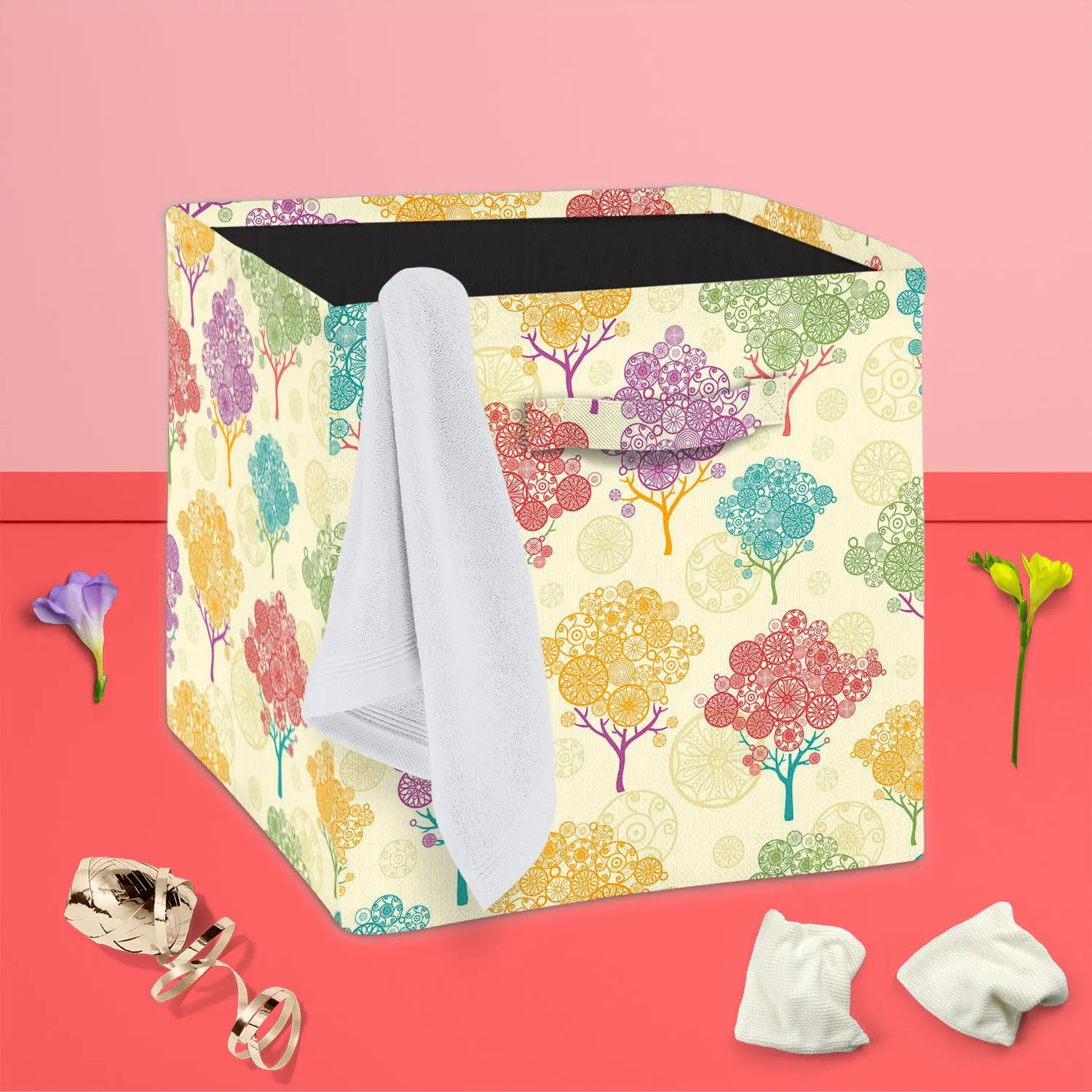 Abstract Trees Foldable Open Storage Bin | Organizer Box, Toy Basket, Shelf Box, Laundry Bag | Canvas Fabric