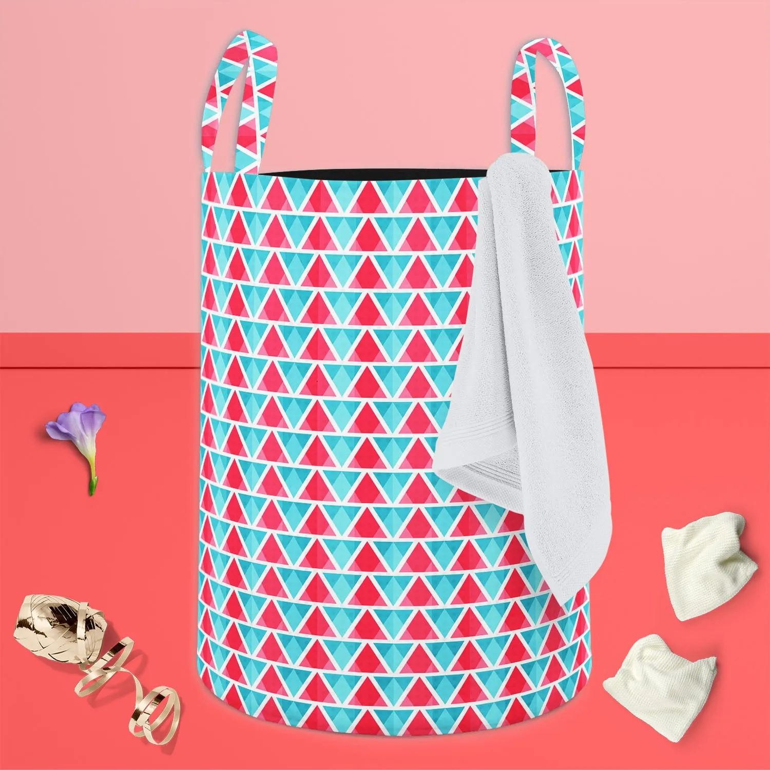 Abstract Triangles D1 Foldable Open Storage Bin | Organizer Box, Toy Basket, Shelf Box, Laundry Bag | Canvas Fabric