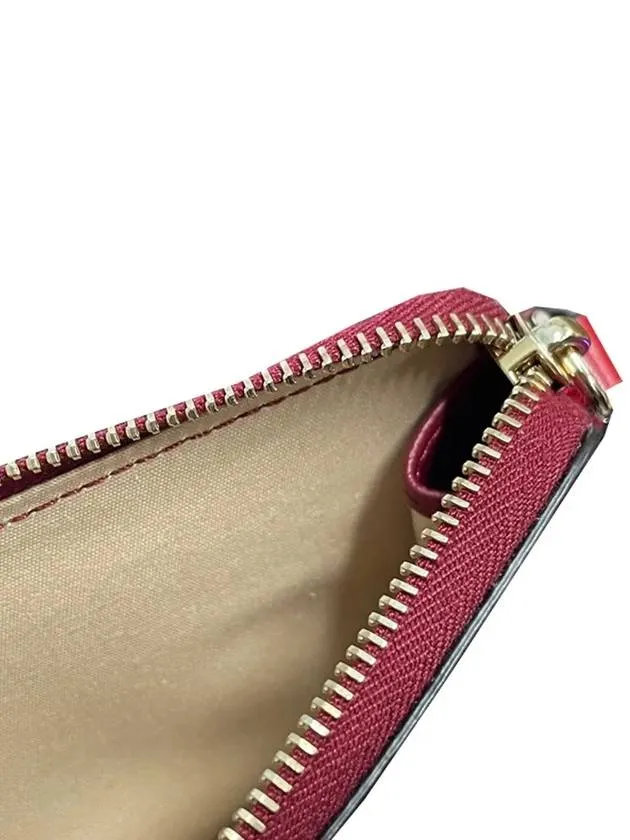 Alphabet Half Zipper Leather Card Wallet Red