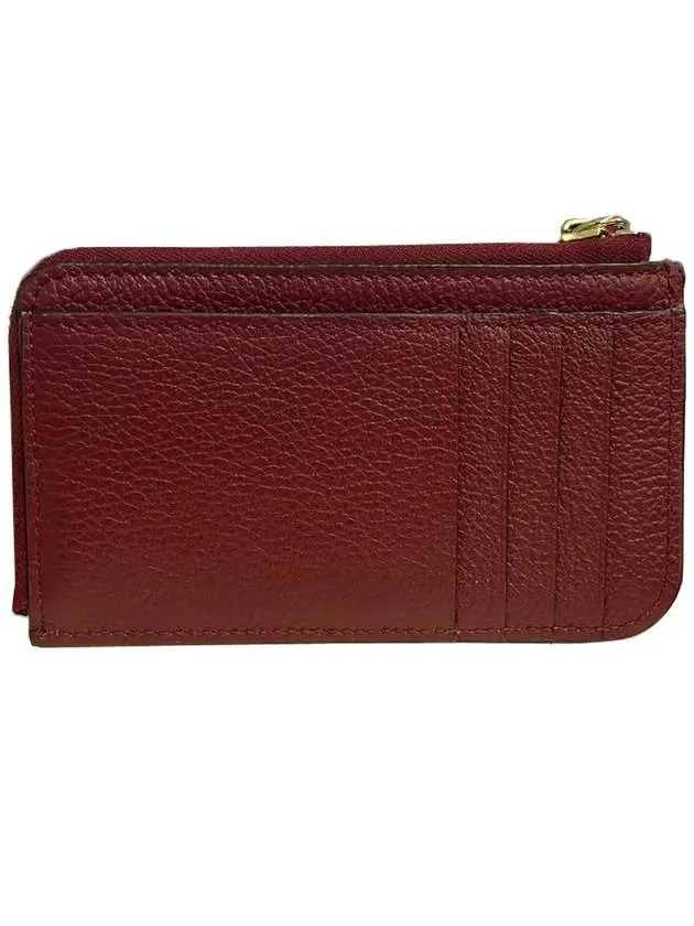 Alphabet Half Zipper Leather Card Wallet Red