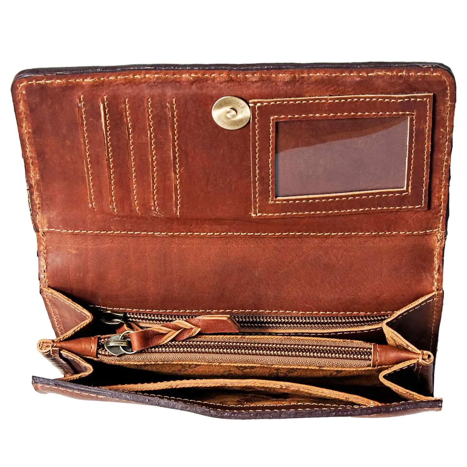 American Darling - Whitley White Stitch Tri-Fold Tooled Wallet
