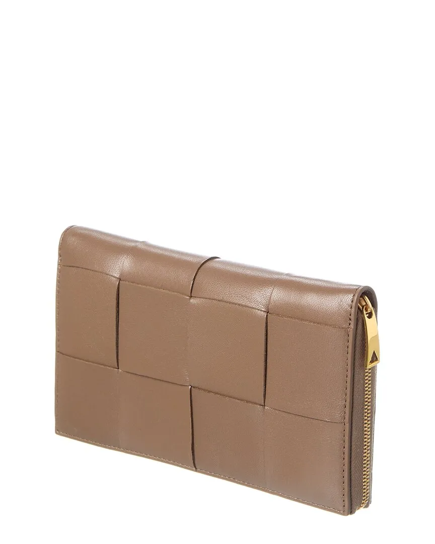 Bottega Veneta Cassette Maxi Intrecciato Leather Zip Around Wallet