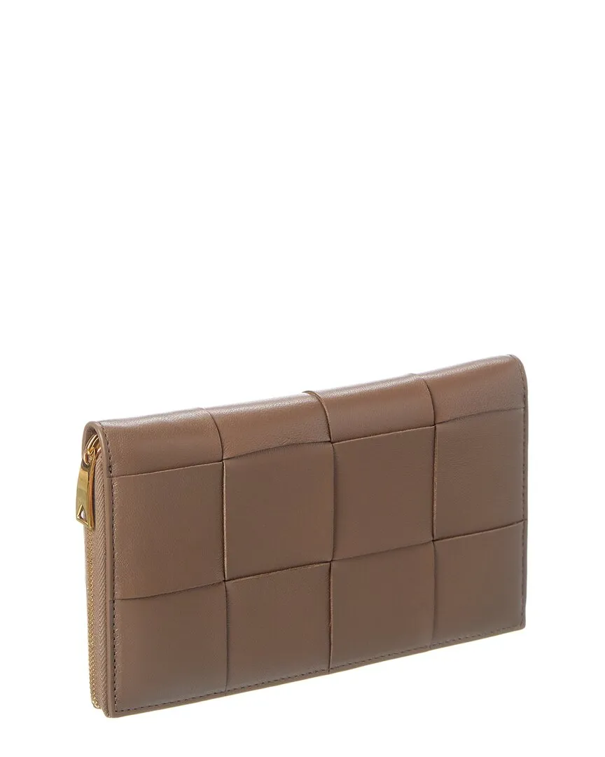 Bottega Veneta Cassette Maxi Intrecciato Leather Zip Around Wallet