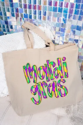Brushed Mardi Gras Canvas Jumbo Tote