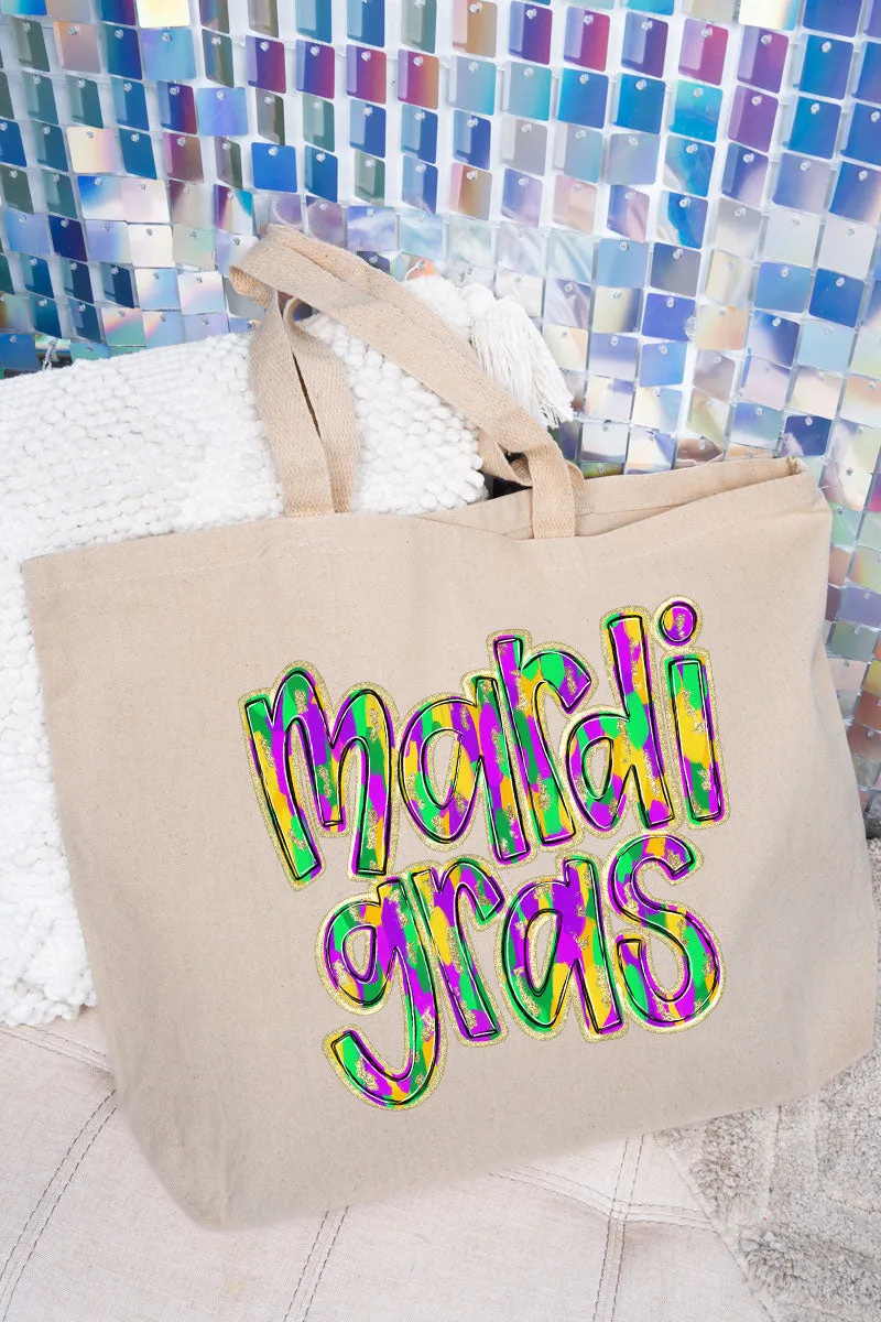 Brushed Mardi Gras Canvas Jumbo Tote