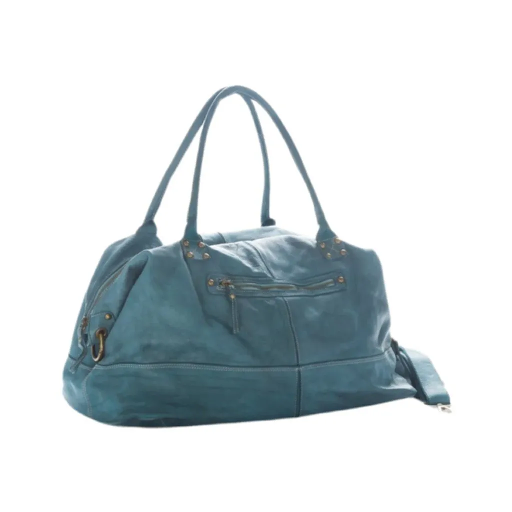 BZNA Bag Joe Petrol Blau Italy Designer Weekender Damen Reise Tasche Handtasche Schultertasche Leder Shopper Neu