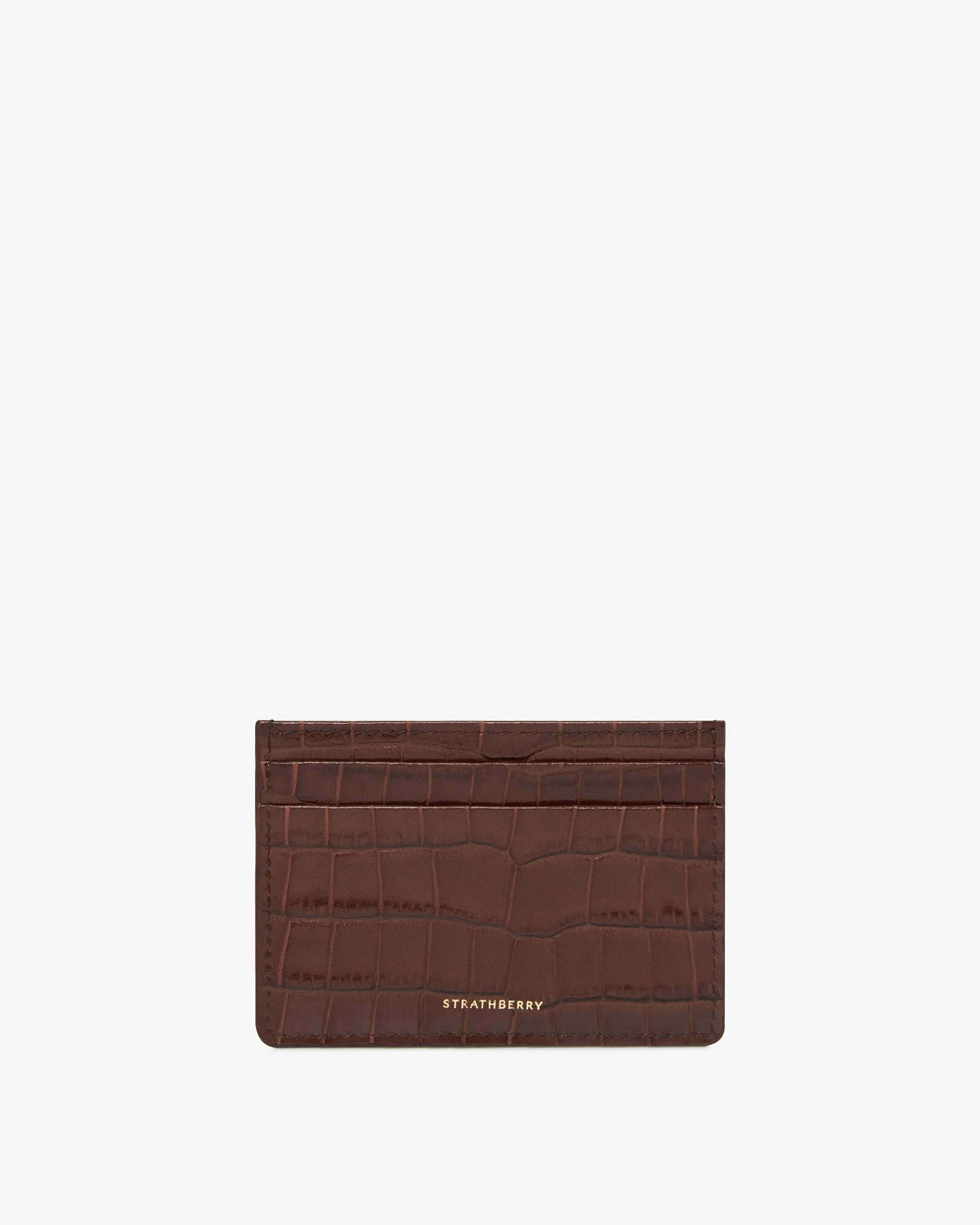 Cardholder - Croc Embossed Leather Chocolate