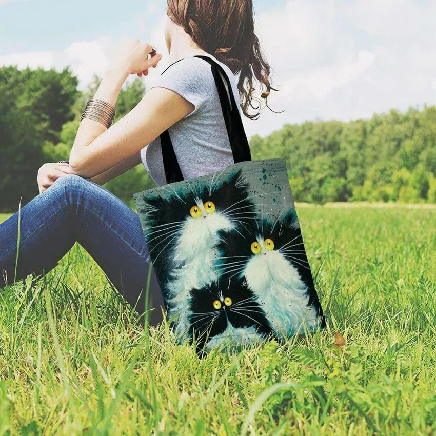 Cartoon Cat Printed Tote