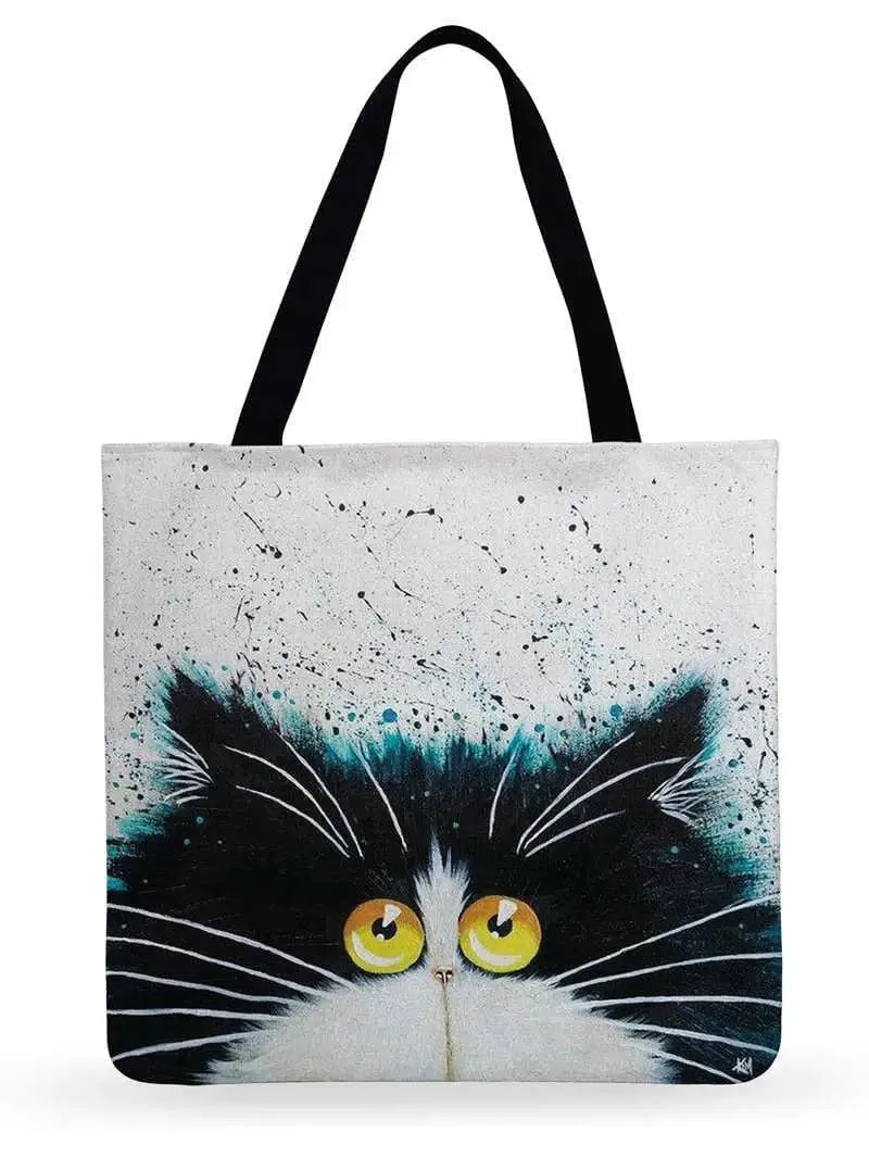 Cartoon Cat Printed Tote