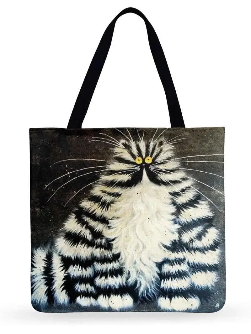 Cartoon Cat Printed Tote