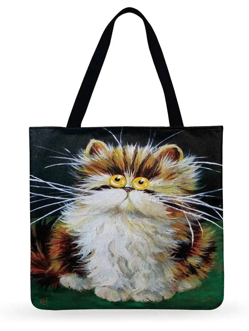 Cartoon Cat Printed Tote