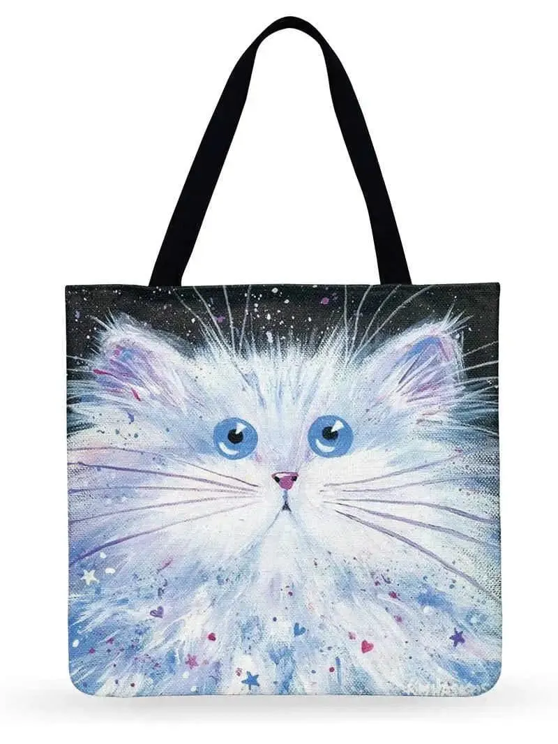 Cartoon Cat Printed Tote