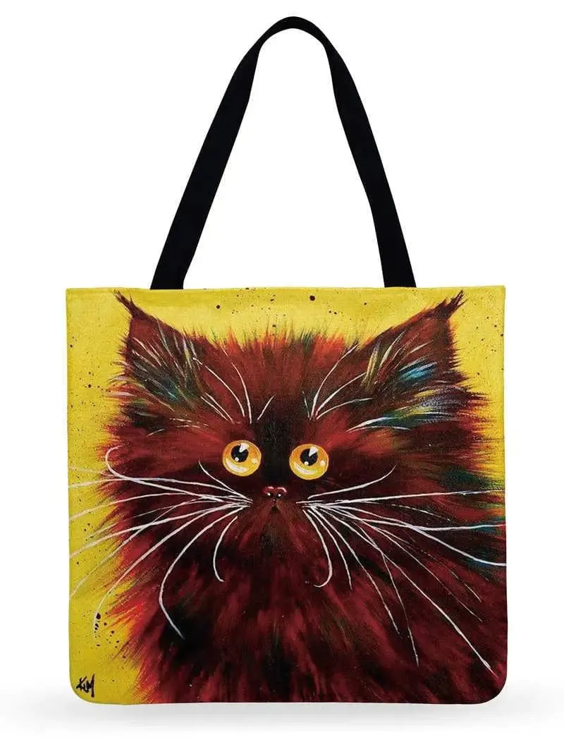 Cartoon Cat Printed Tote