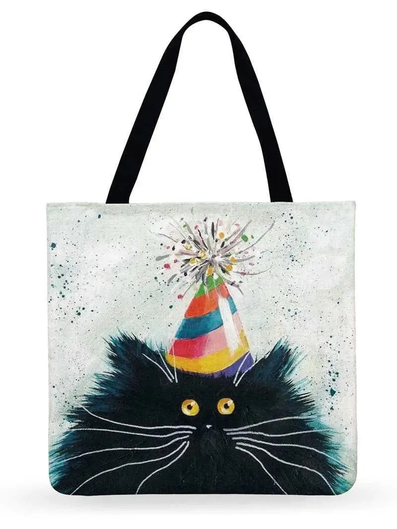 Cartoon Cat Printed Tote