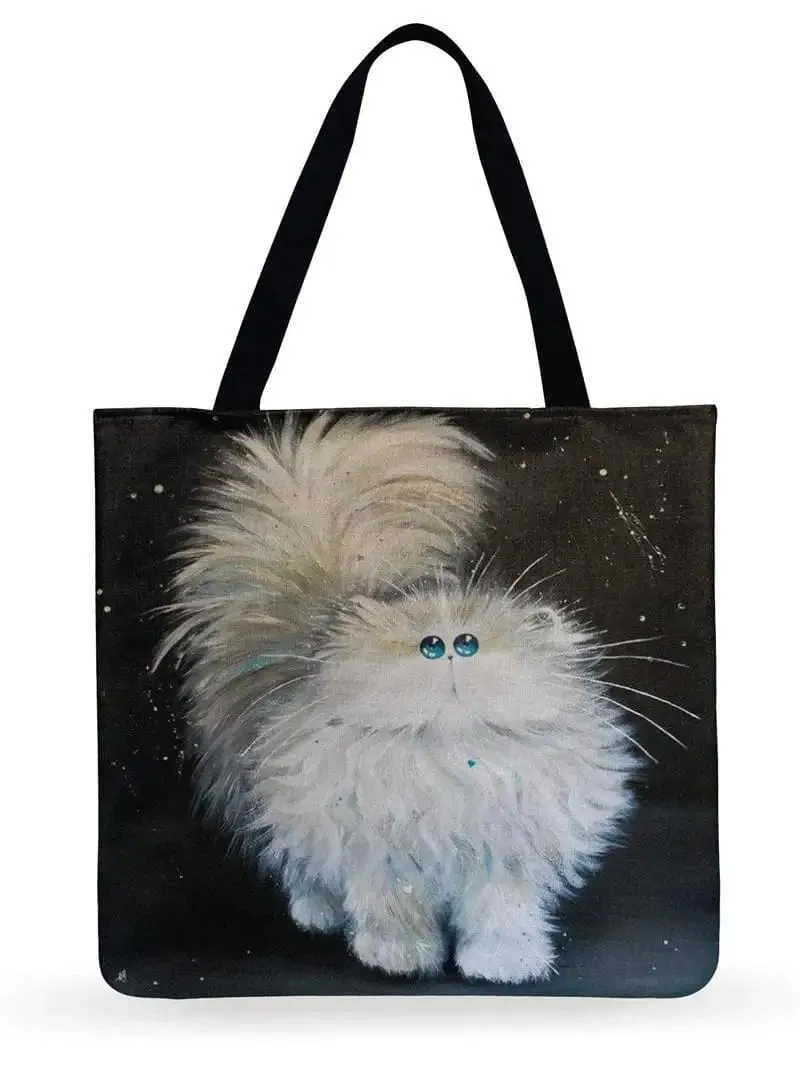 Cartoon Cat Printed Tote