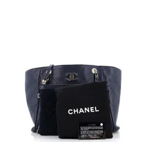CC Open Shopping Tote Stitched Leather Large