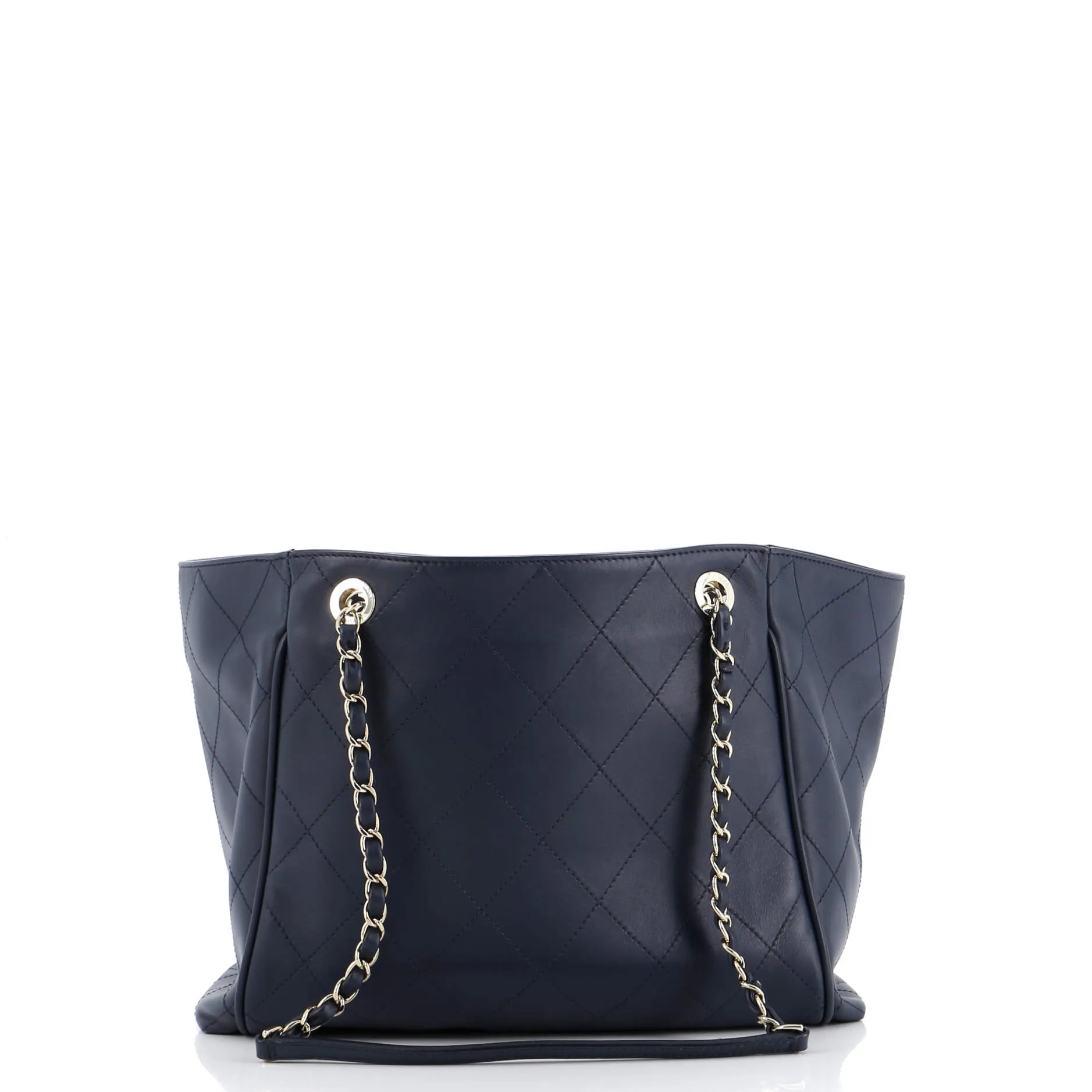 CC Open Shopping Tote Stitched Leather Large