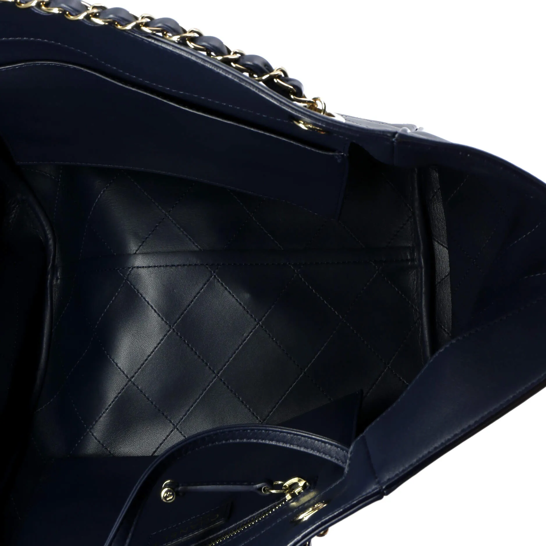 CC Open Shopping Tote Stitched Leather Large