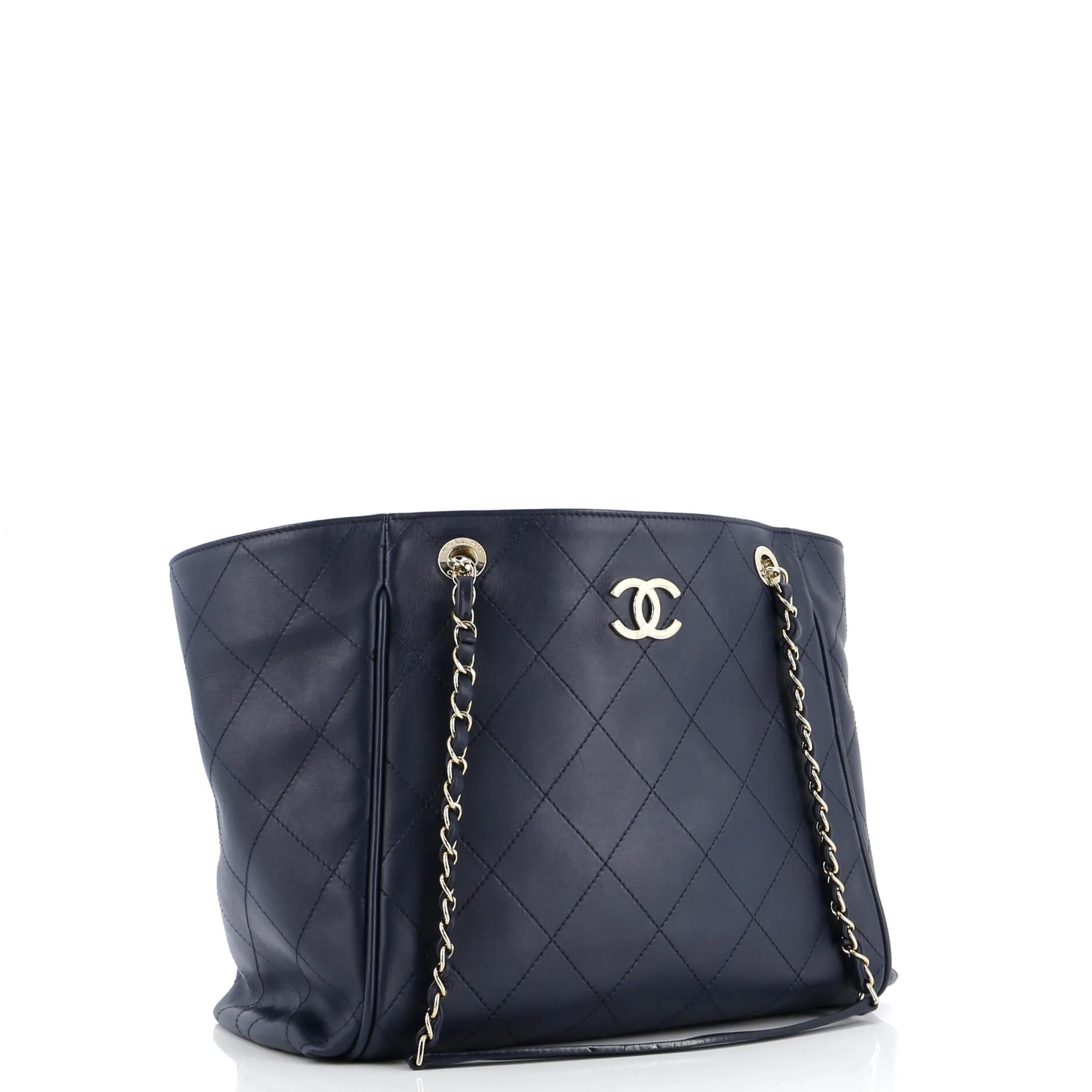 CC Open Shopping Tote Stitched Leather Large