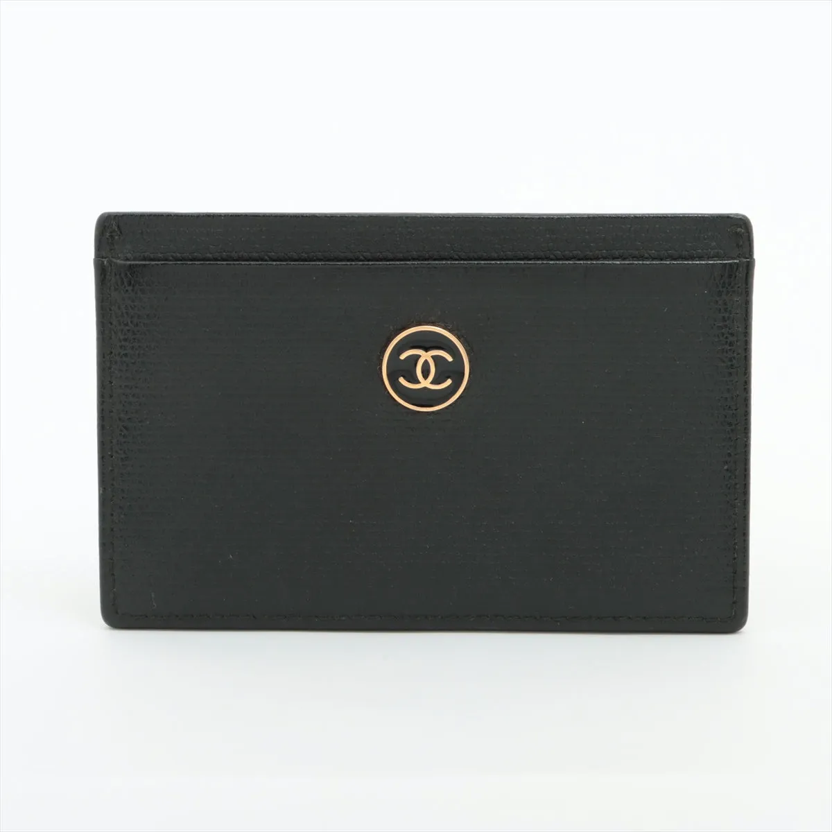 Chanel Coco Button Caviar Leather Card Case Black