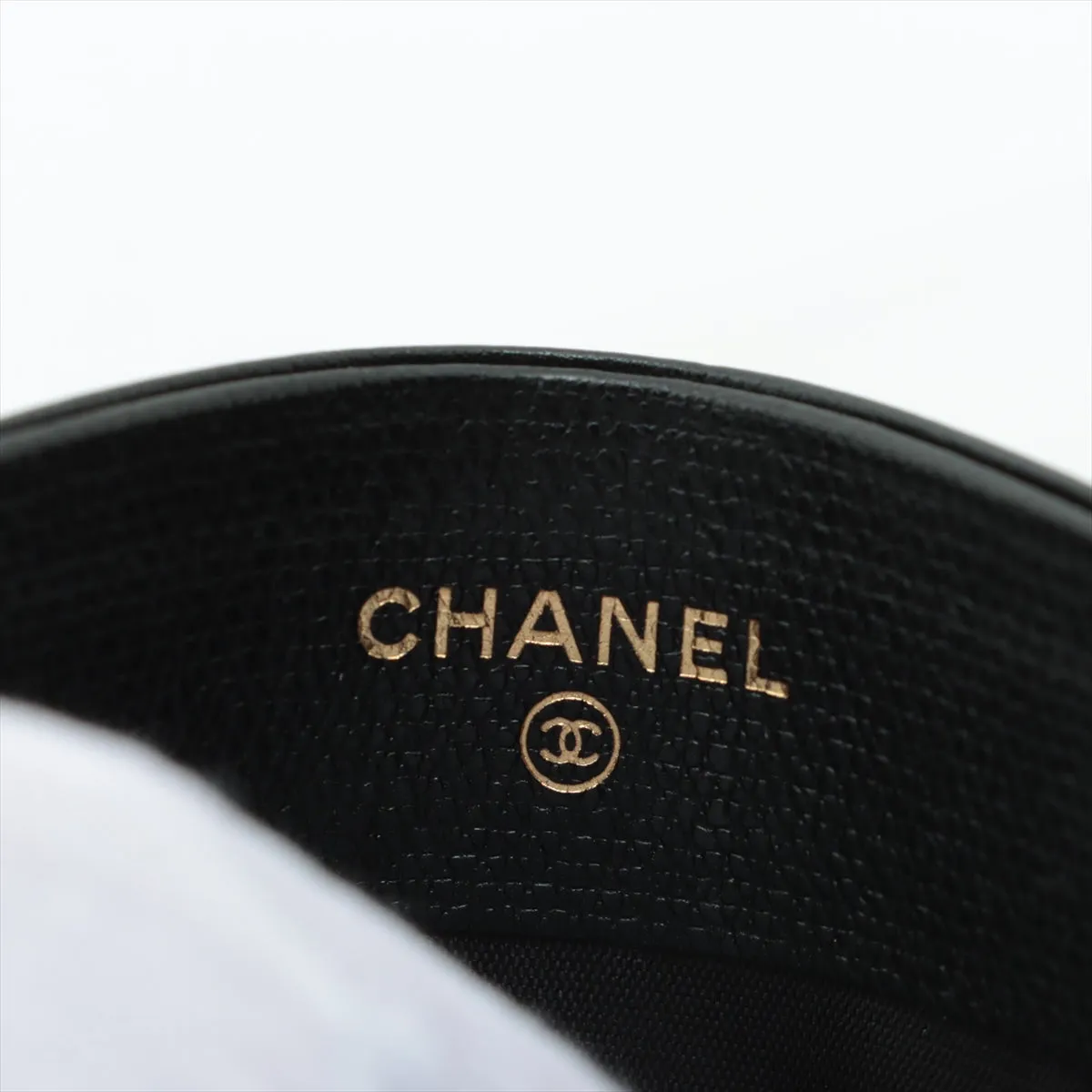 Chanel Coco Button Caviar Leather Card Case Black