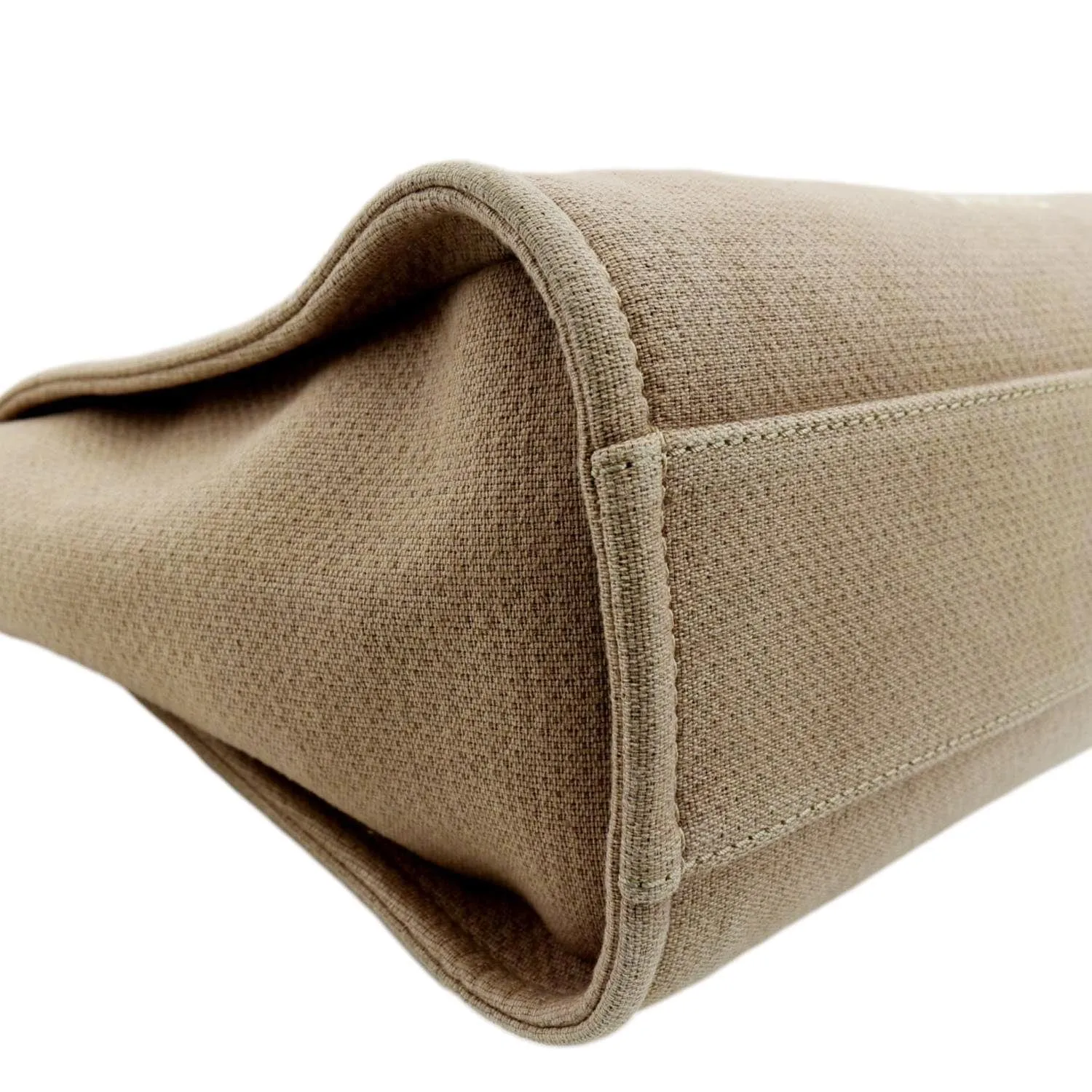 CHANEL Deauville Canvas Tote Bag Beige