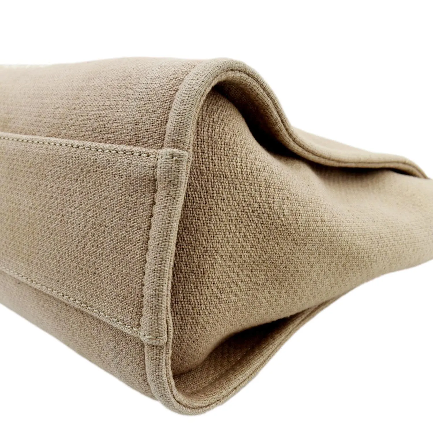 CHANEL Deauville Canvas Tote Bag Beige