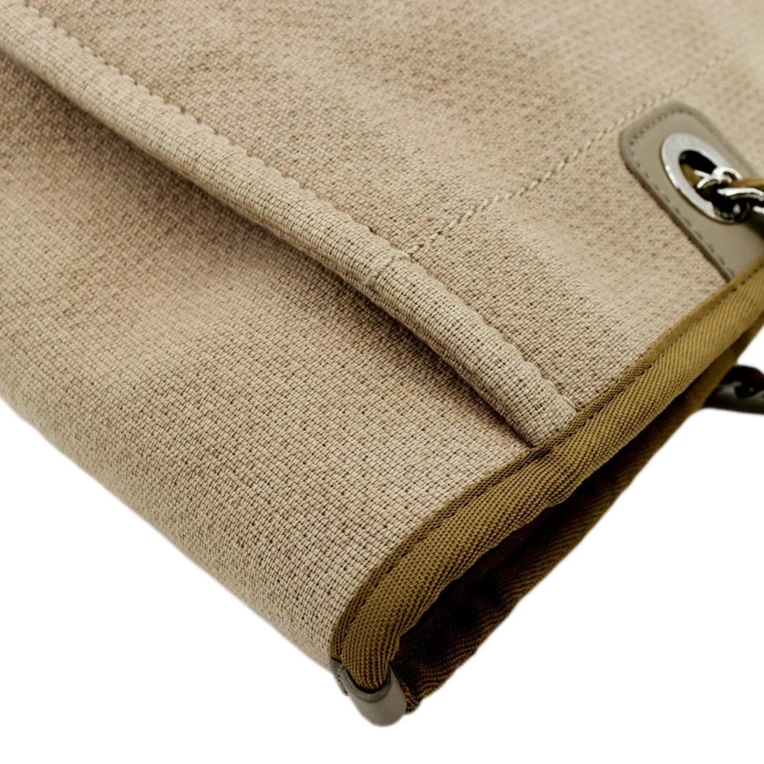 CHANEL Deauville Canvas Tote Bag Beige