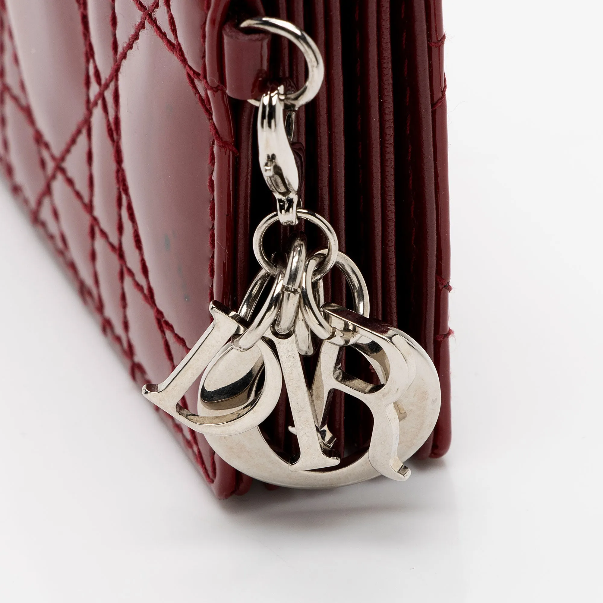 Dior Patent Leather Cannage Lady Dior 5 Gusset Card Holder (SHF-jwrIuS)