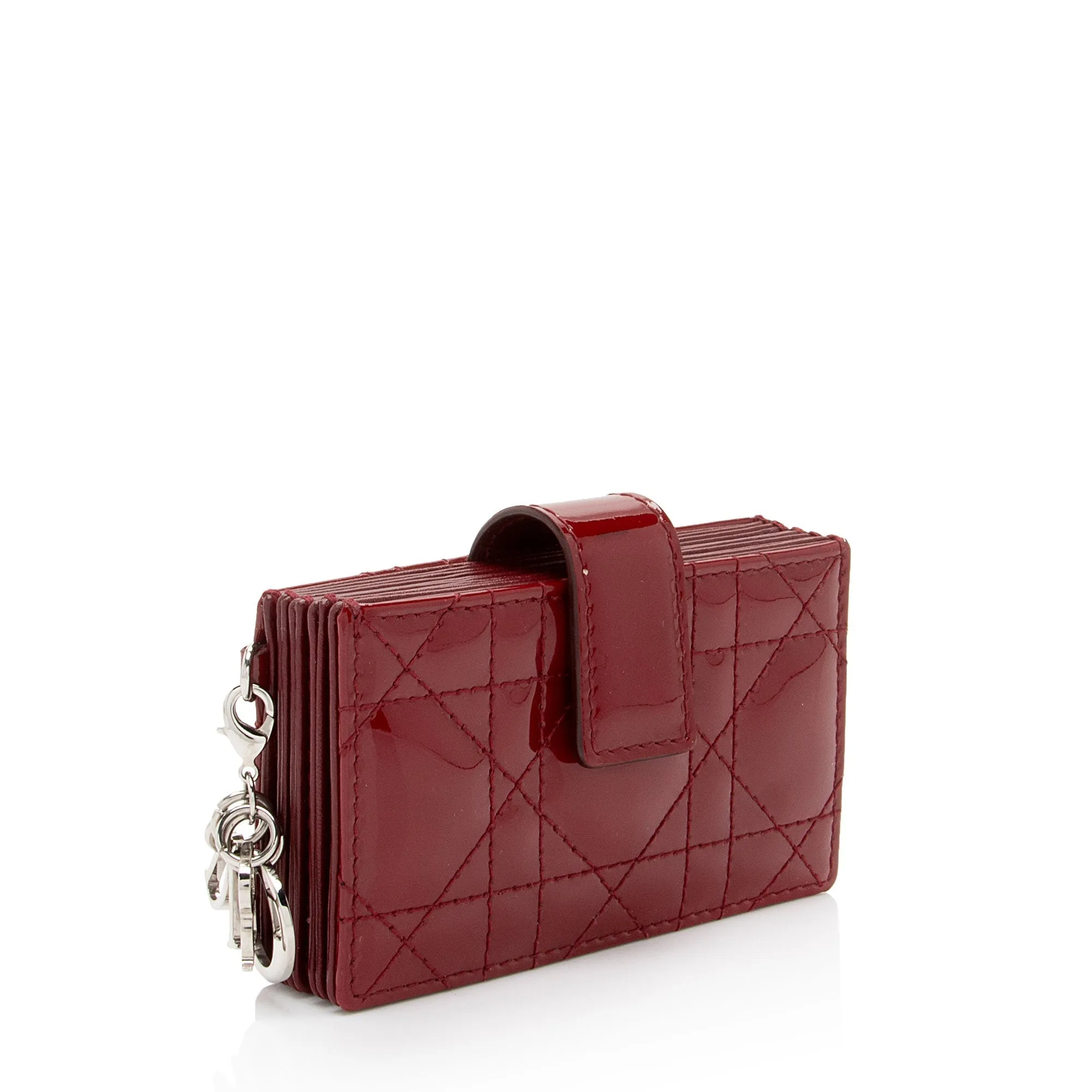Dior Patent Leather Cannage Lady Dior 5 Gusset Card Holder (SHF-jwrIuS)