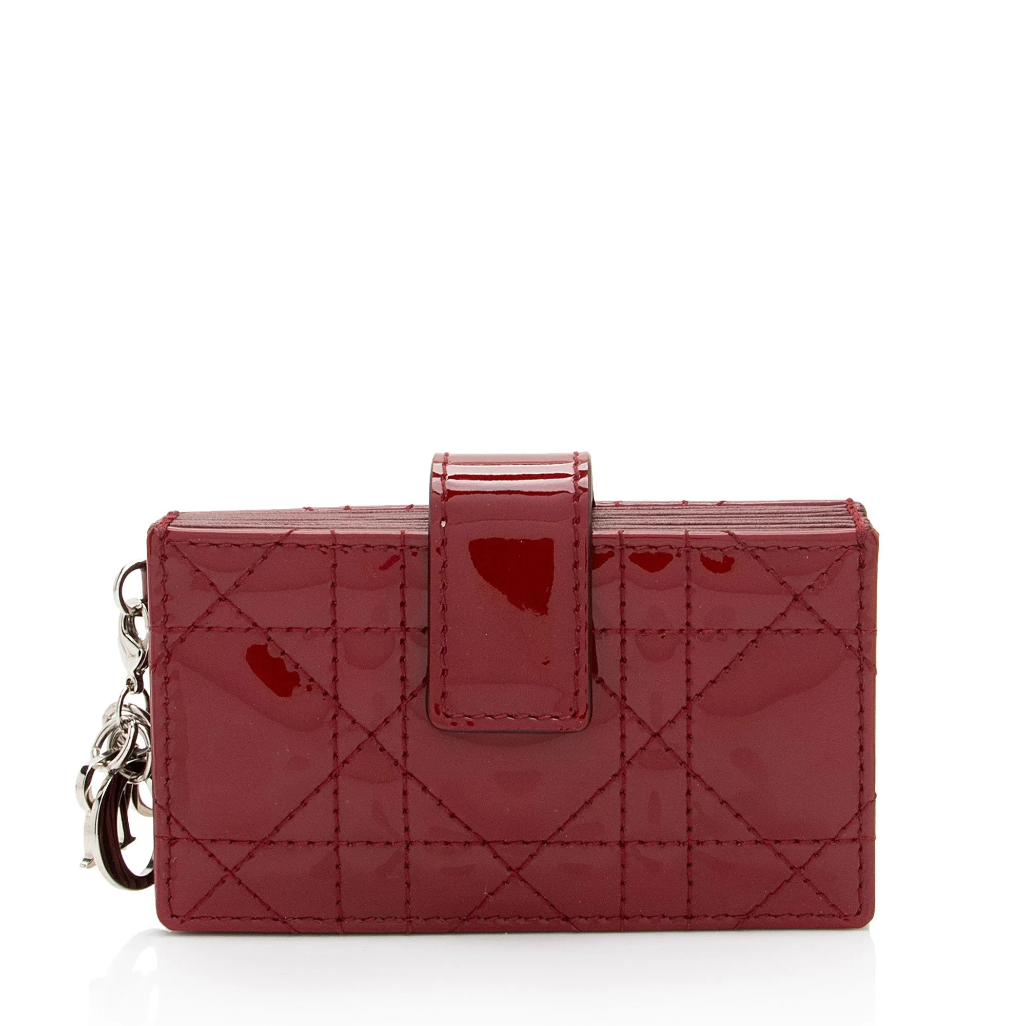 Dior Patent Leather Cannage Lady Dior 5 Gusset Card Holder (SHF-jwrIuS)