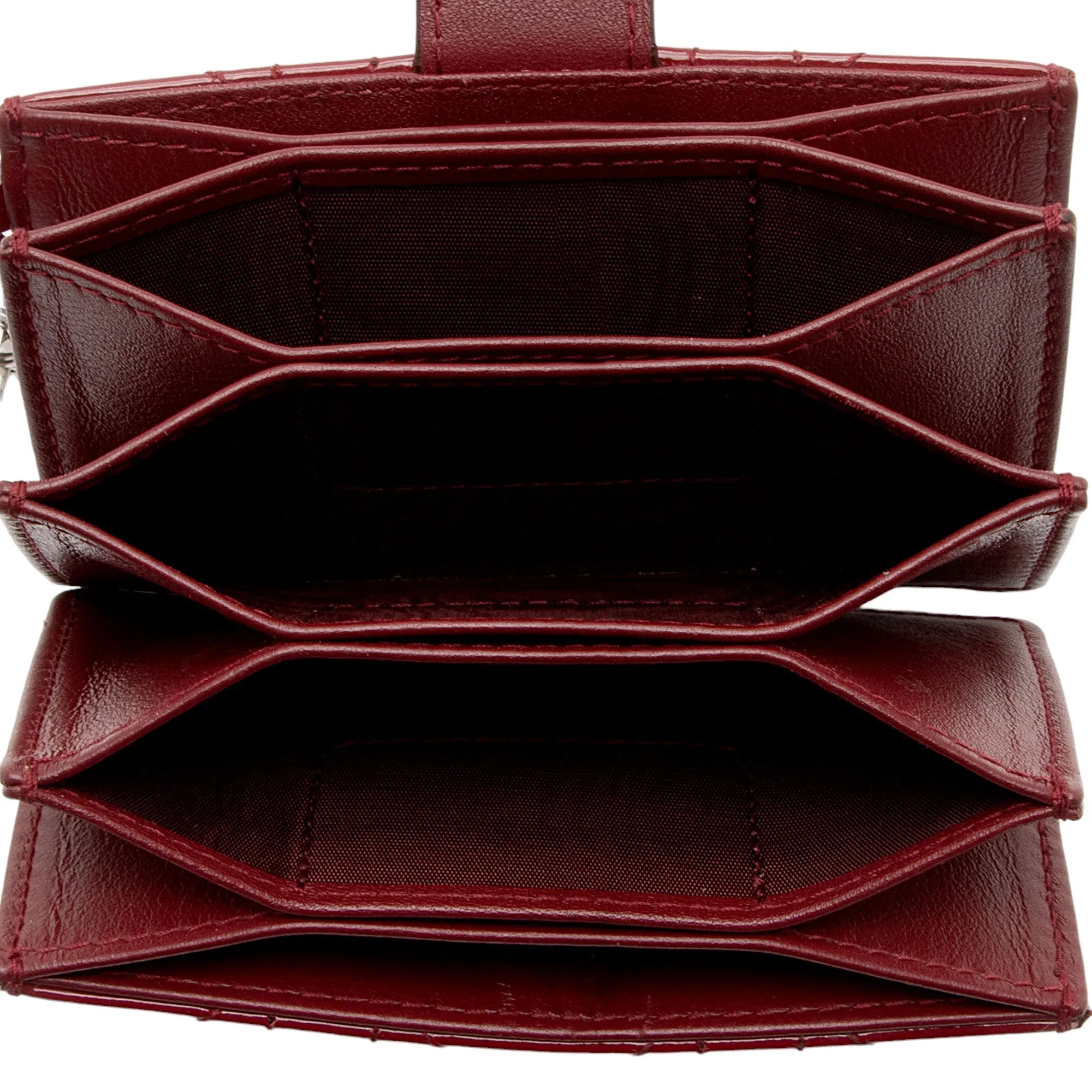 Dior Patent Leather Cannage Lady Dior 5 Gusset Card Holder (SHF-jwrIuS)