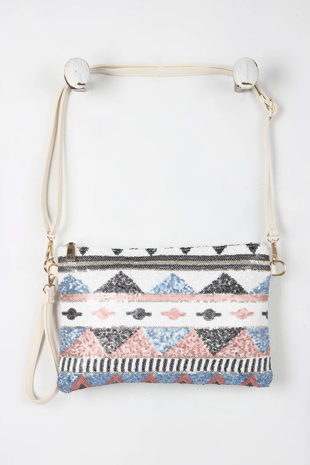 Girly Chevron Sequins Clutch