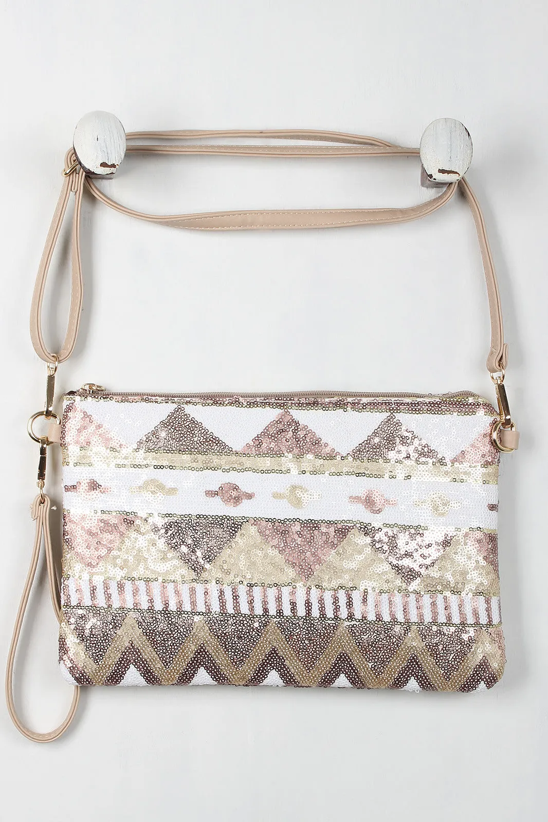 Girly Chevron Sequins Clutch