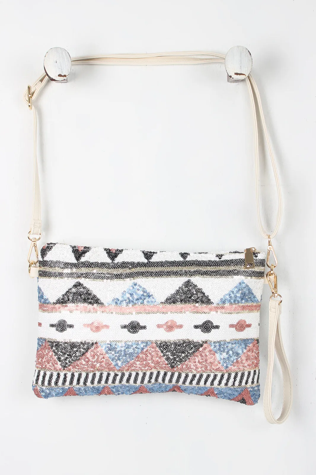 Girly Chevron Sequins Clutch