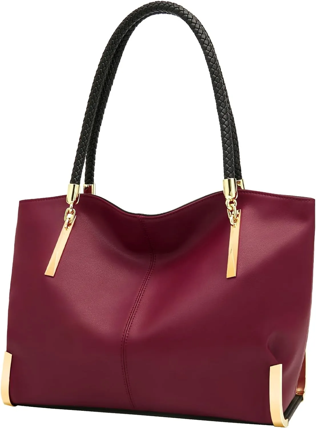Gold Metal Brown Genuine Leather Top Handle Tote Style Handbag