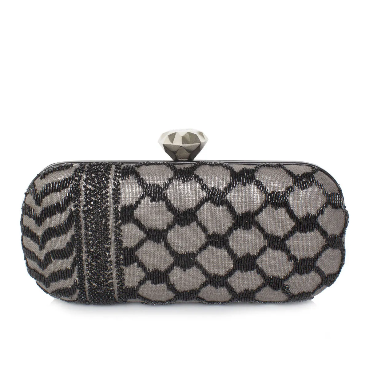 KEFFIYEH ANTHRACITE BIG BOX CLUTCH
