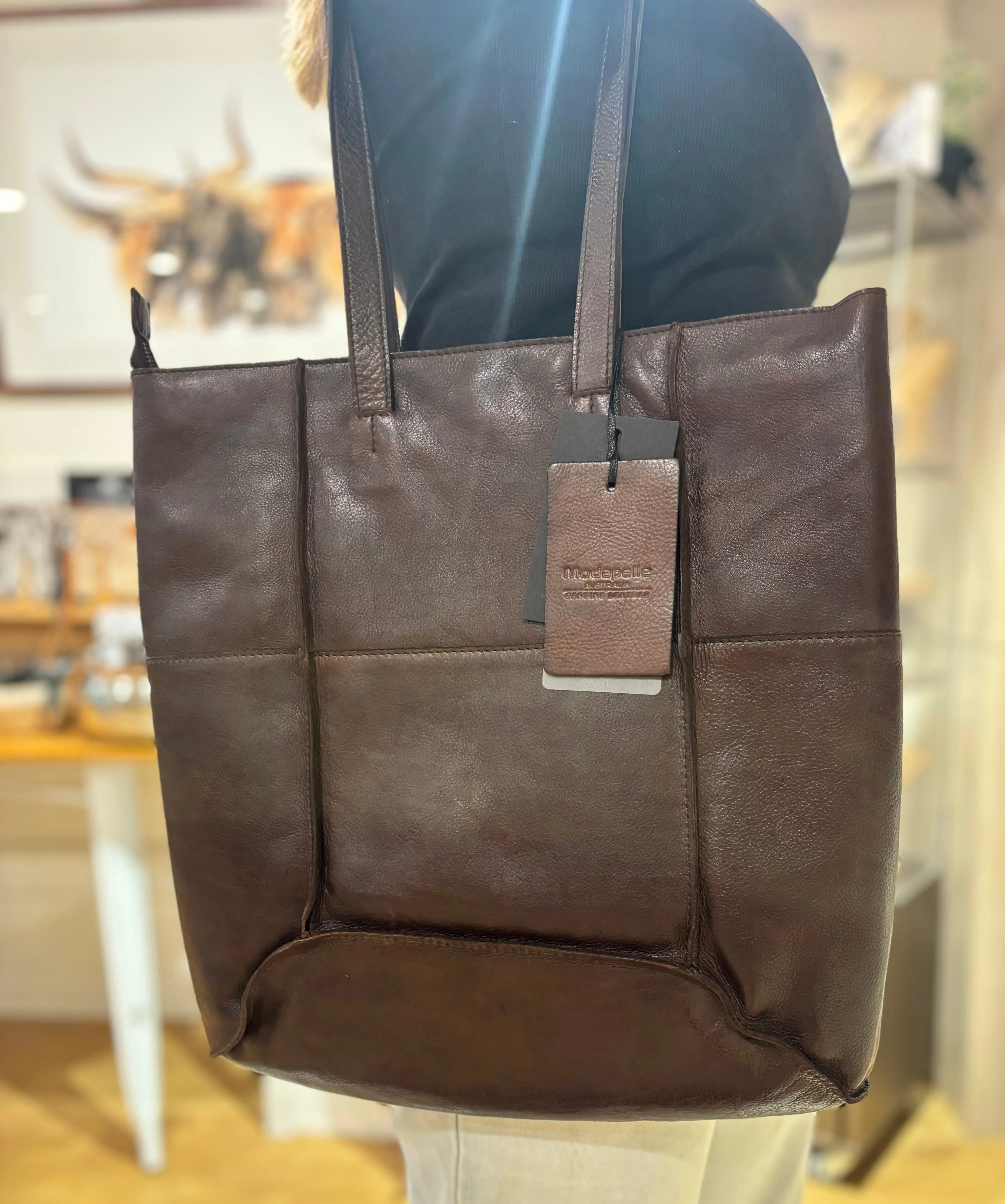 Leather Gold Stud Handbag #7836