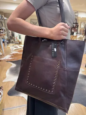 Leather Gold Stud Handbag #7836