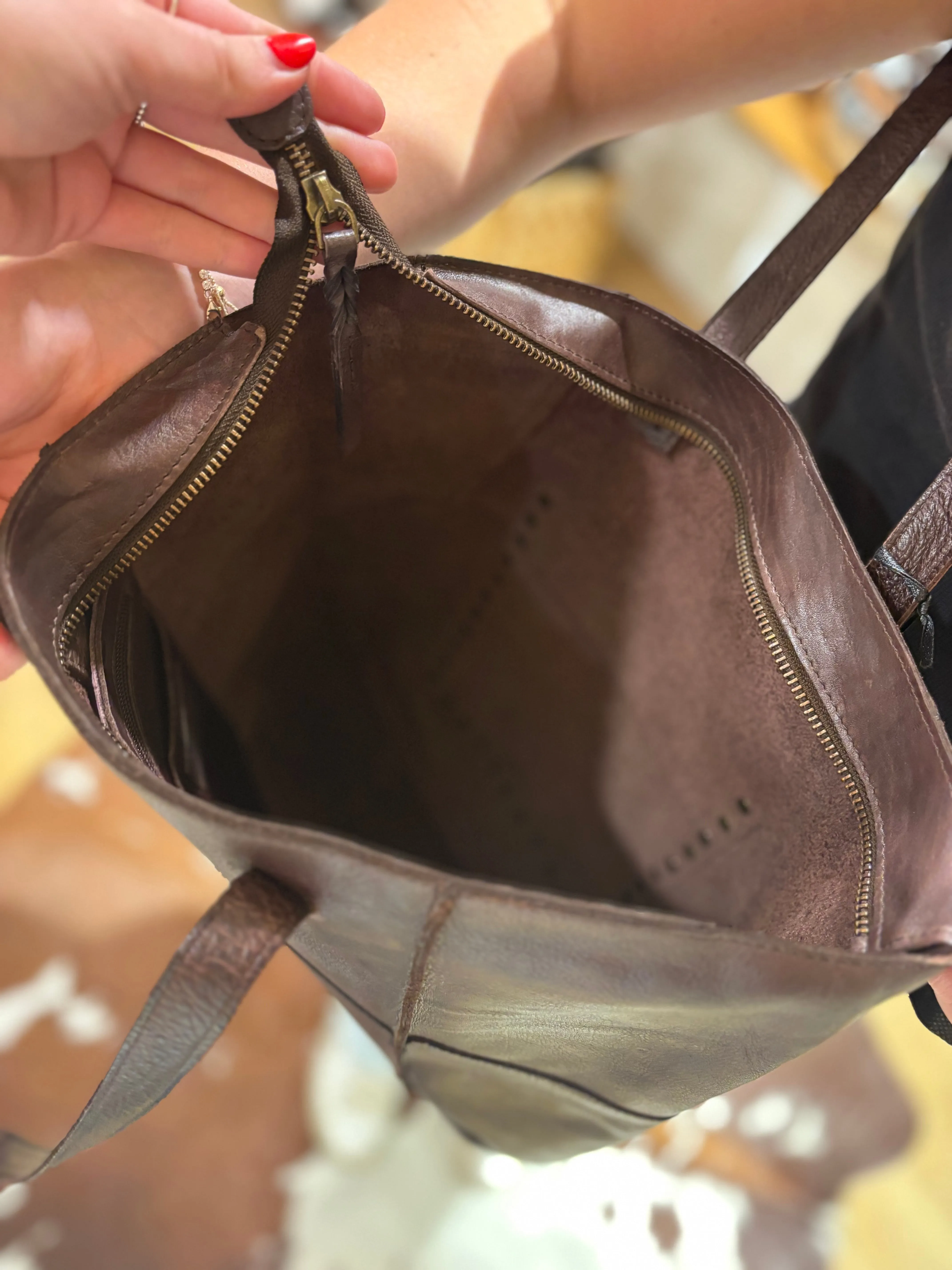 Leather Gold Stud Handbag #7836