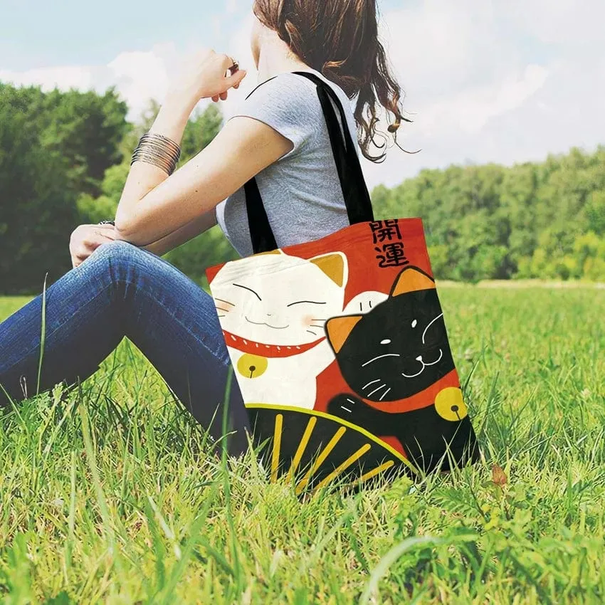 Lucky Cat Printed Tote