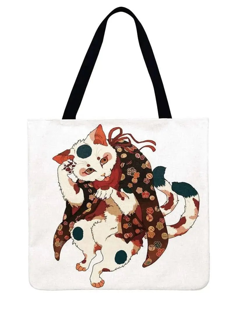 Lucky Cat Printed Tote