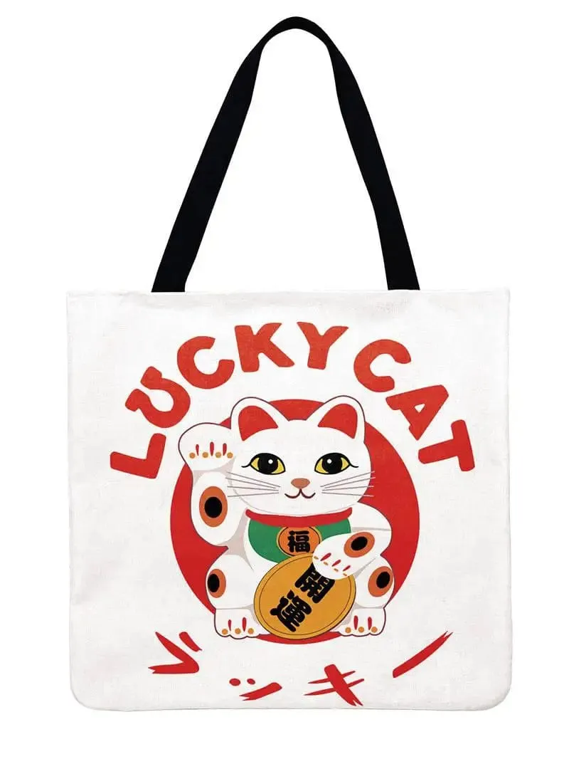 Lucky Cat Printed Tote