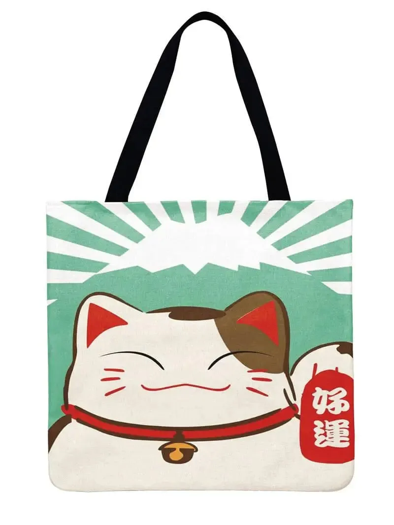 Lucky Cat Printed Tote