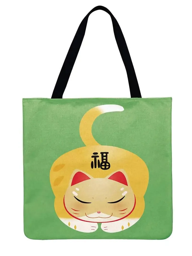 Lucky Cat Printed Tote