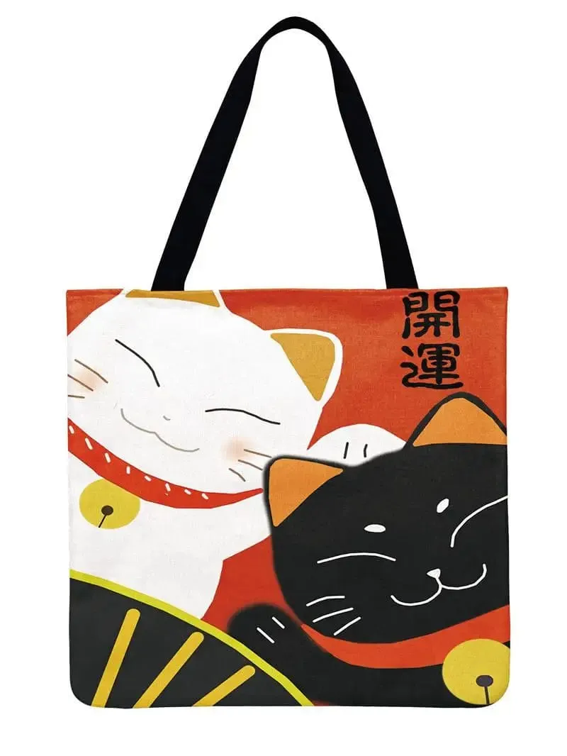 Lucky Cat Printed Tote
