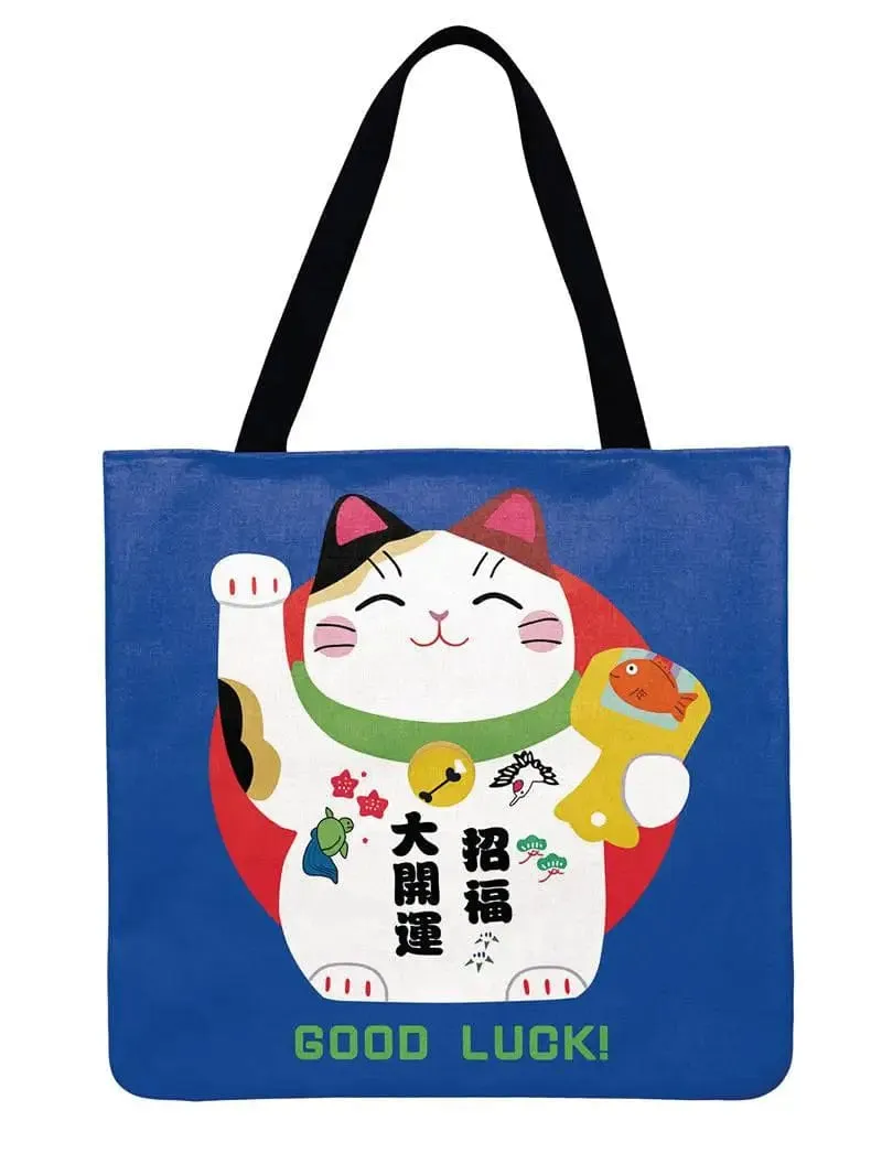 Lucky Cat Printed Tote